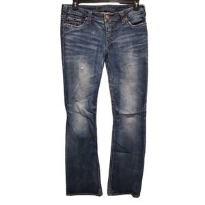 1921 Alanis Western Glove Works Jeans BootCut Studded Blue Denim 30/34